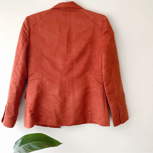 Vintage • Faux Suede Full Zip Blazer in Burnt Orange - Picture 4 of 9